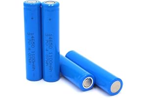 3.7V 1100mAh 14650 Rechargeable 2Pcs Flat Top Large Capacity for,LED,Mini Fans etc.