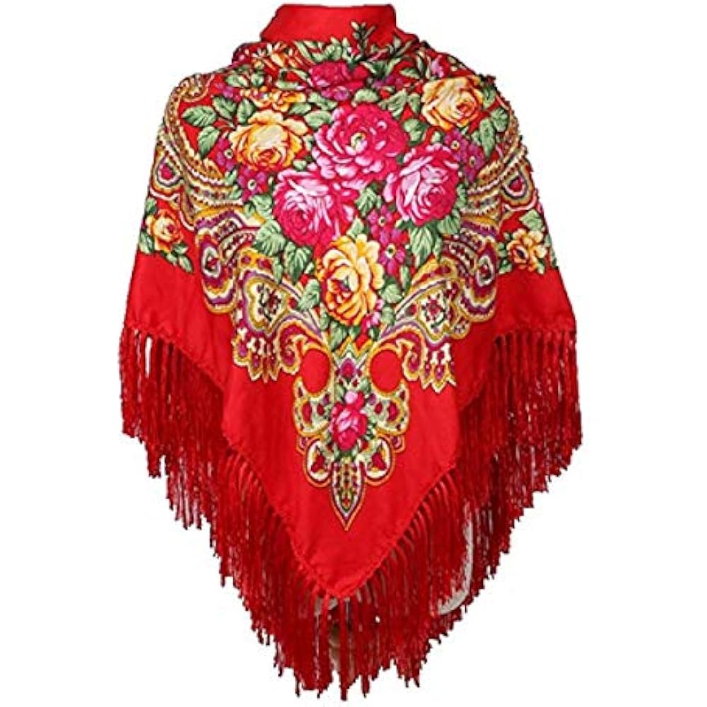 Traditional Ukrainian Scarf And Wrap With Tassel Pavlovo Posad Shawl