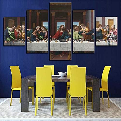 Rjjrr Printed Art Painting Modular Hd Canvas Poster Framework Home Decoration 5 Panel Last Supper Living Room Wall Pictures Framed Bedroom Decor 30x40cm