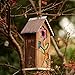 Topadorn Wooden Birdhouse Carved Floral Bird House for Outdoor Yard Garden Porch Patio Country Decor,Brown Hanging Bird House