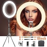19 Inches Adjustable 3200-5900K Color Temperature Ring Light, SAMTIAN Dimmable SMD LED Ring Light Photography Video Lighting Kit with 78 Inches Light Stand, Phone Holder for YouTube, Portrait, Vlog