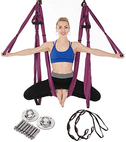 XBECO Yoga Hammock Swing Trapeze Set-Anti Gravity Ultra Strong and Comfortable for Exercises Pilate Fitness Flexibility Core Strength Weight Loss-Bears 400lbs,A