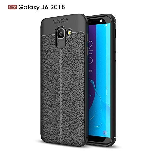 ERIT Auto Focus Shock Proof Leather Pattern Armor Soft Back Case Cover for Samsung Galaxy J6 (Black)