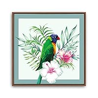 Framed Canvas Wall Art Leaves, Birds, Abstracts Canvas Prints Home Artwork Decoration for Living Room, Bedroom - 16x16 inches