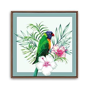 Framed Canvas Wall Art Leaves, Birds, Abstracts Canvas Prints Home Artwork Decoration for Living Room, Bedroom - 16x16 inches