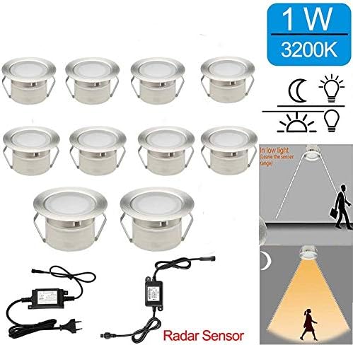 Radar Sensor Bodeneinbaustrahler Led Aussen 1w O45mm Ip67 Wasserdicht Led Einbaustrahler Terrasse Kuche Garten Led Lampe 20er Full Kit Amazon De Baumarkt