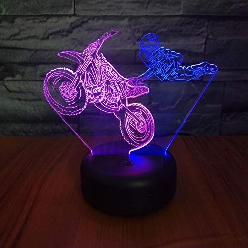 1 Pack,3D LED Night Light,3D Night Light Motorbike Optical Illusion Nightlight Bedside Lamp 7 Colors Changing LED Lamps with Remote Birthday Gifts for Girls Kids