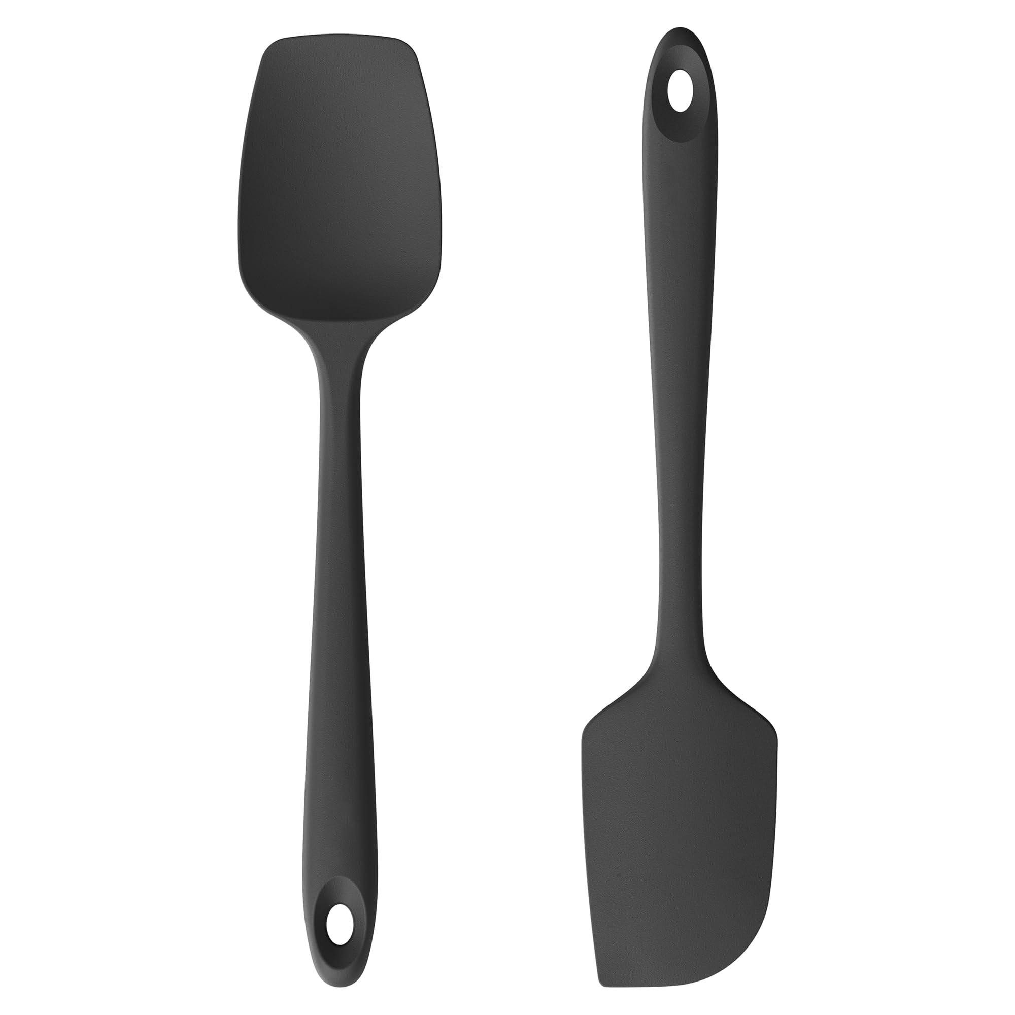 U-Taste Silicone Spatula Set of 2: 315℃ Heat Resistant Flexible Seamless Rubber Spoon Spatula, Baking Cooking Kitchen Utensil with Nylon Core for Nonstick Cookware Mixing Stirring Scraping (Black)