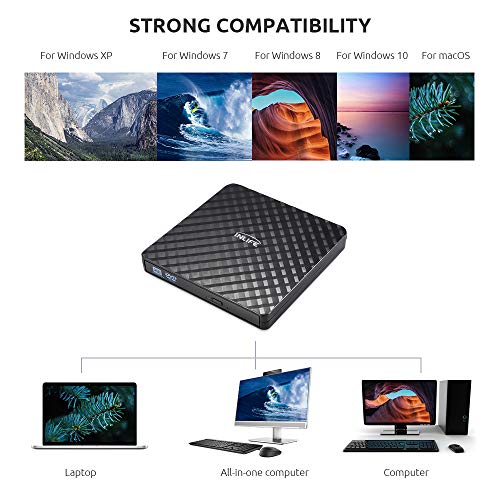 External CD Drive, InLife USB 3.0 Portable DVD Drive,+/-RW Drives/Writer/Rewriter/Burner High Speed Data Transfer for Mac OSX Laptops Desktops Notebooks Windows7/8/10 - Thumbnail 4