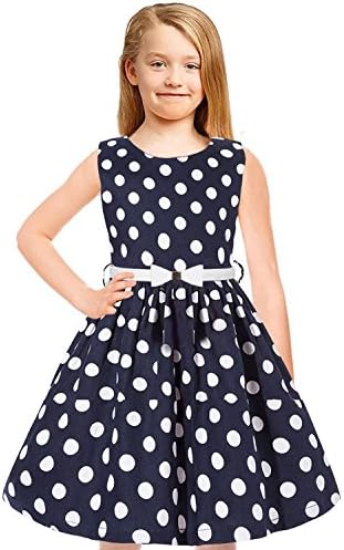 Tkiames Girls Easter Dress Vintage Spring Summer Sleeveless Casual Swing Party Dress with Belt
