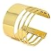 Yueton Stainless Steel Smooth Hollow Hoop Open Ended Wide Cuff Bangle Bracelet Thin Jewelry Hammered Bunch Cuff Bracelet Bangle (Golden)