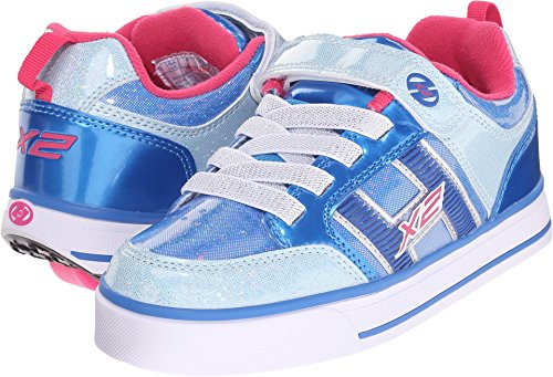Heelys Bolt Plus X2 Sneaker (Little Kid/Big Kid), Ice Blue/Silver/Pink, 4 M US Big Kid