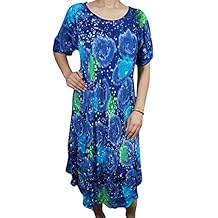 Mogul Interior Womens Tie Dye Loose Dresses Half Sleeves Kaftan Resort Cover up XXL