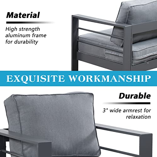 Solaste Patio Furniture Metal Couch, 3Seat AllWeather Contemporary