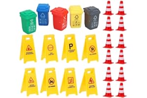 Toddmomy Mini Traffic Cones and Caution Signs Toy Set 25Pcs Plastic Road Safety Educational Playset for Kids Boys Girls Traffic Cognitive Toys for Learning and Play