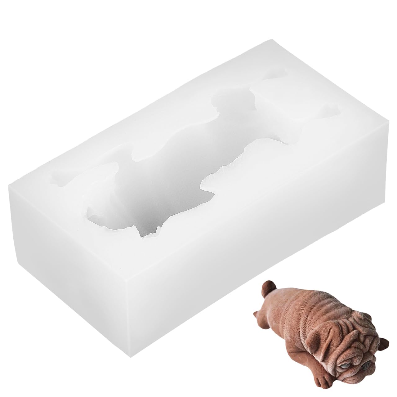 SUPVOX 3D Pug Dog Silicone Mold for Cake Baking Fondant Polymer Clay Soap Candle Mousse Decoration Non-Stick Reusable Kitchen Tool
