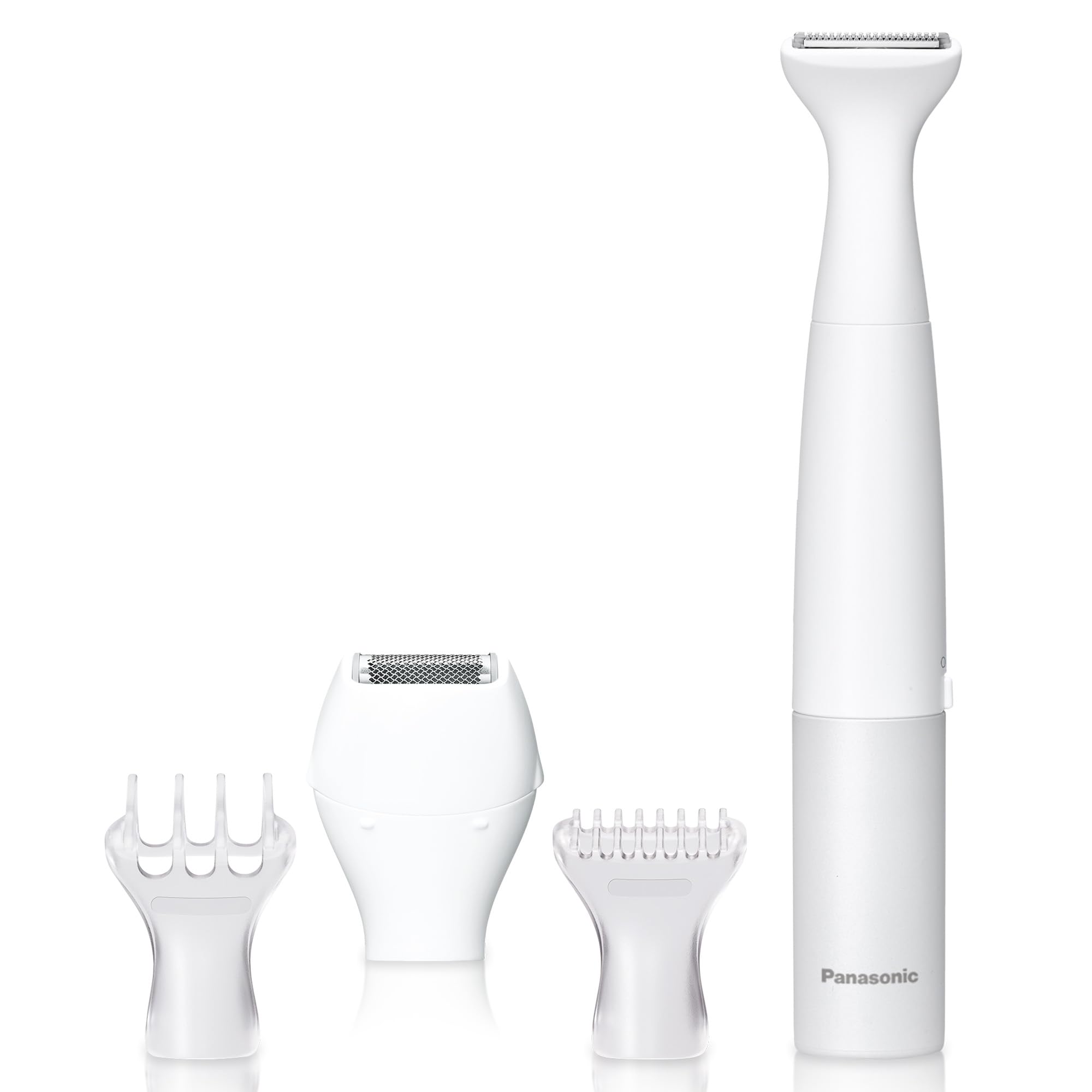 Photo 1 of Panasonic Bikini Trimmer and Shaver for Women with 4 Attachments for Fast Easy Gentle Grooming in Intimate Areas, Use Wet/Dry, Electric Razor, Battery-Operated – ES-WV62-H (White/Silver)