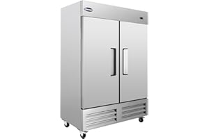 CHUMART 54" W Commercial Refrigerator 2 solid Door Reach in Refrigerator 49 Cu.ft Fan cooling Fridge with Digital Thermostat for Restaurant, Bar, etc