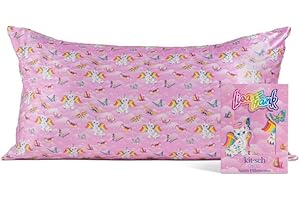 Kitsch x Lisa Frank Satin Pillowcase with Zipper for Hair & Skin, Softer Than Silk Pillow Cases, Wrinkle-Free, Smooth and Coo
