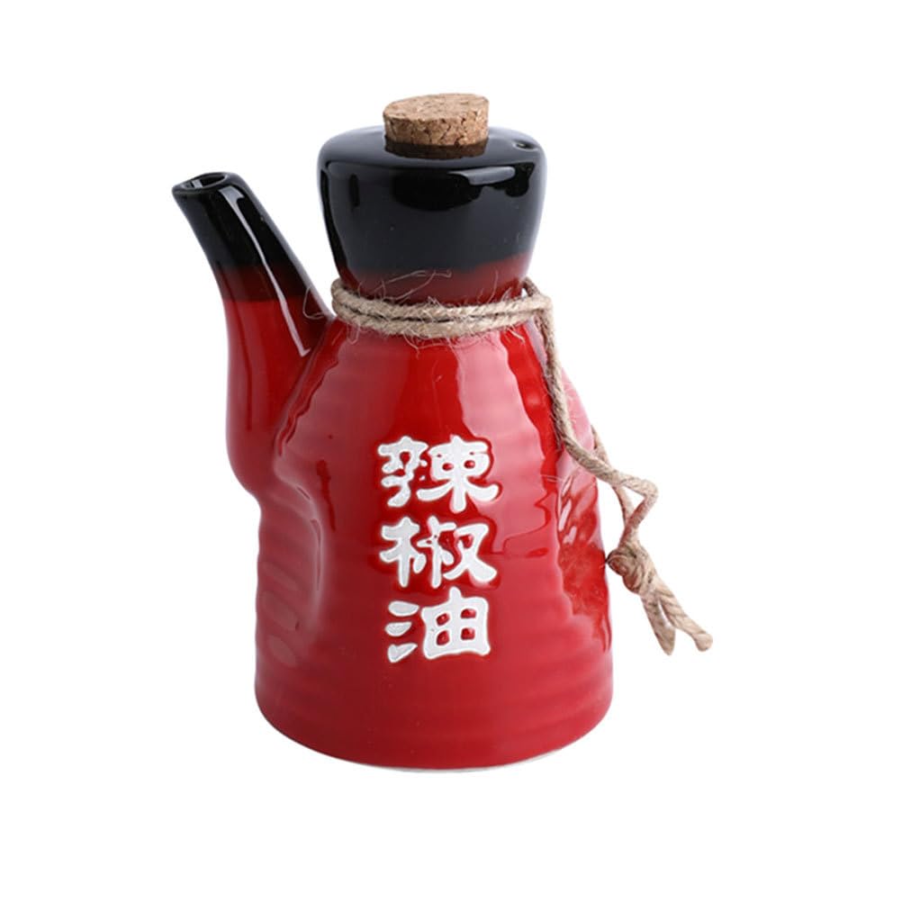 DOITOOL Japanese Style Oil Pot Ceramic Condiment Bottle 12.50X2.76In Home Seasoning Dispenser for Soy Sauce Vinegar Chili Oil Cooking