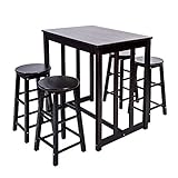 Merax 5-piece Dining Table Set High/Pub Table Set with 4 Bar Stools (Espresso)