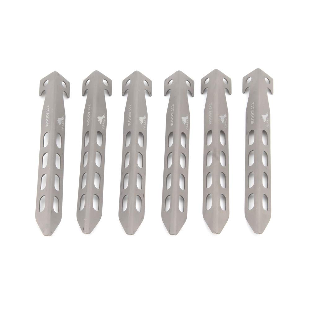 TOAKS Titanium Tent Pegs Ultralight Outdoor Camping V-shaped Fixed Tent Nails (6 pieces) (Big V nail (PEG-10))