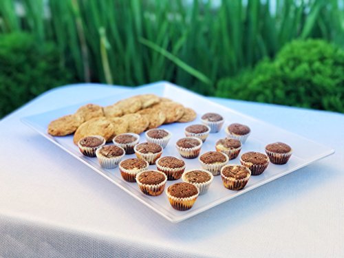 Set of 2 | NOMsquared Large Rectangular White Plastic Serving Tray. 18" x 13" 100% Melamine, BPA Free, Elegant, Heavy Duty, Durable. Perfect Serving Plate or Platter for Dinner Parties, BBQ's & Baking