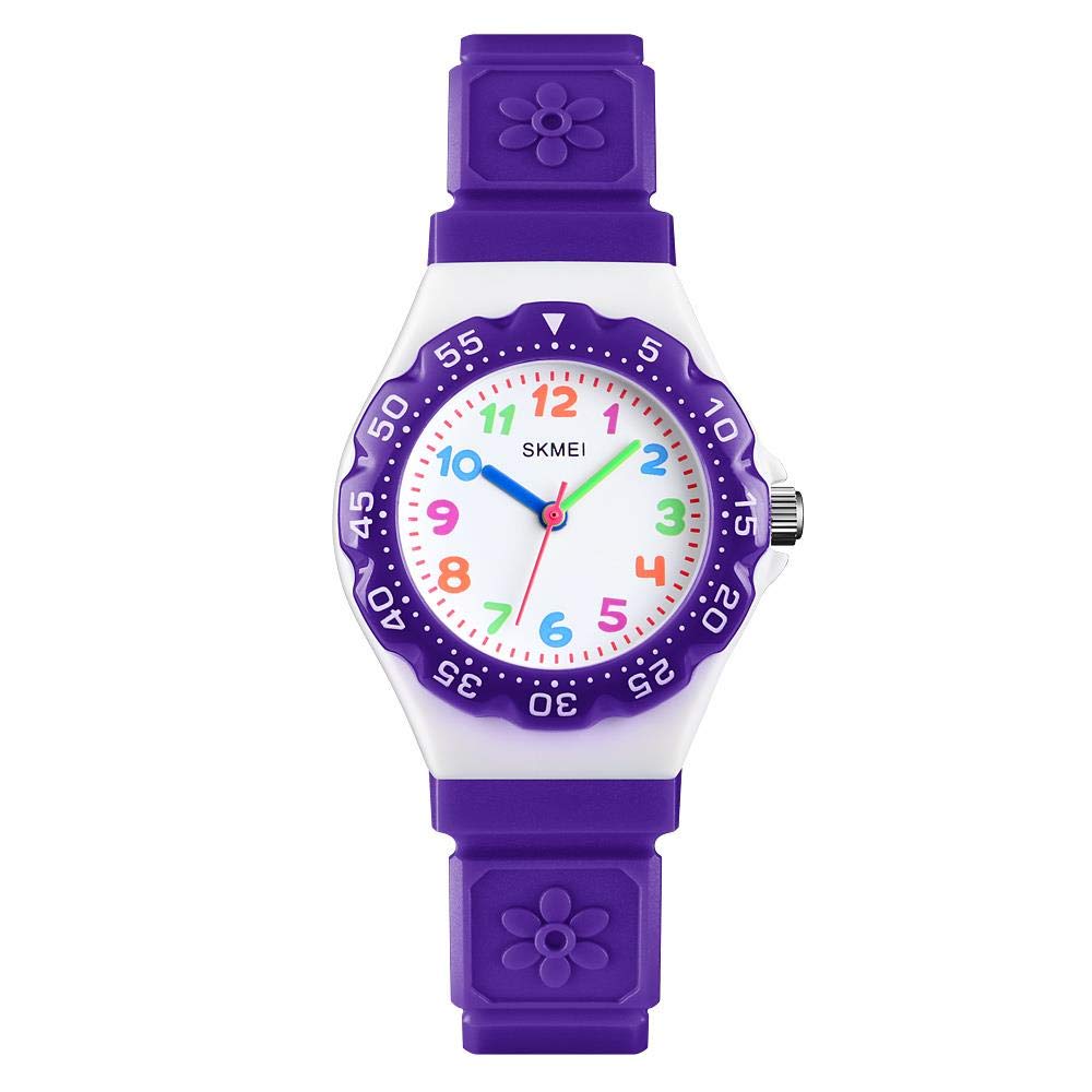 SKMEI Kids Boys Girls Children First Watch Easy Tell Time Analogue Learning Purple