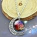 JIAYIQI Women Colorful Art Tree Necklace Half Moon Chain Statement Necklace