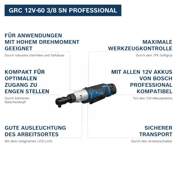 Bosch Professional 12V System Akku-Bohrschrauber GRC 12V-60 3/8 SN 2