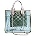 Women PVC Clear Quilted Shoulder Strap Transparent Bag Waterproof Chain Purse Handbag (Green)