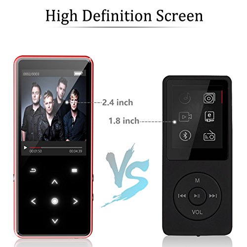 16G Bluetooth 4.0 MP3 Player with FM/Voice Recorder,Valoin Lossless Sound Digital Music Player with 2.4 Inch Screen Sensitive Touch Buttons