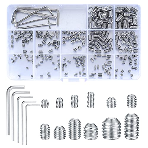 240-Piece Alloy Steel Grub Screw Assortment Kit - DIN916 M3 To M8 Socket Set Allen Head Hex Keys With Box - View #2