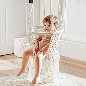 Indoor Hanging Swing Seat，White Weave Infant Hanging Chair， Hammock Chair for Infant to Toddler，Children’s Indoor…
