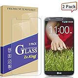 [2-Pack] LG G2 Tempered Glass Screen Protector, ZeKing 0.33mm 2.5D Edge 9H Hardness [Anti Scratch][Anti-Fingerprint] Bubble Free, Lifetime Replacement Warranty