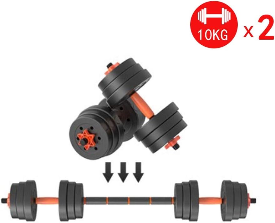 Ownlife 20kg/30kg Adjustable Dumbbell With 48cm Connecting Rod Can Be Use As Barbell for Men Exercise Equipment Eco-friendly Detachable (Size : 44lb)