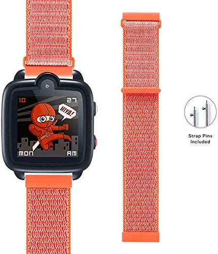 TickTalk 3 Replaceable Wrist Band, Woven Nylon Material, Adjustable Hook-and-Loop Fastener, More Breathable, More Comfortable (2 Strap Pins are Included) (Orange)