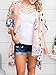 PINKMILLY Women Floral Print Kimono Cover up Sheer Chiffon Blouse Loose Long Cardigan Dusty Pink Small