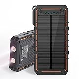 Solar Charger, Soluser 13500mAh Premium Solar Power Bank Dual USB Backup Battery Pack Charger, Outdoor Portable Solar External Battery Charger with 2 Led Flashlight for Hiking, Camping, More