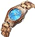 LEFTLY Women Wooden Watch Quartz Movement Lightweight Blue Face Analog Wrist Watches