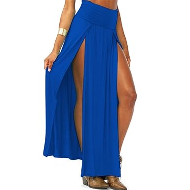 Damen Maxirock Mit Schlitz , Sondereu Hohe Taille Lang Vorne Offen Kleid Schlank Elastische Taille Sommer Strand Party Bade 1