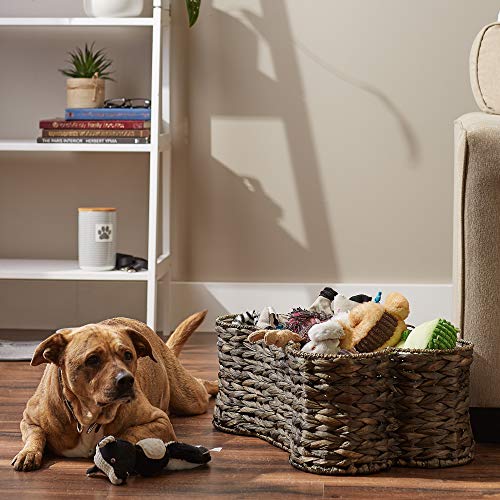 Bone Dry Pet Storage Collection Bone Shape Hyacinth Toy Basket, Dark