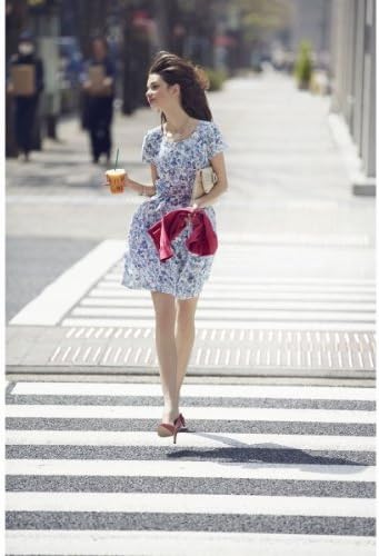 Amazon レストローズ Lest Rose ブランド夏カタログ掲載 ジョーゼットプリントワンピース 03ブルー 2 M ワンピース チュニック 通販