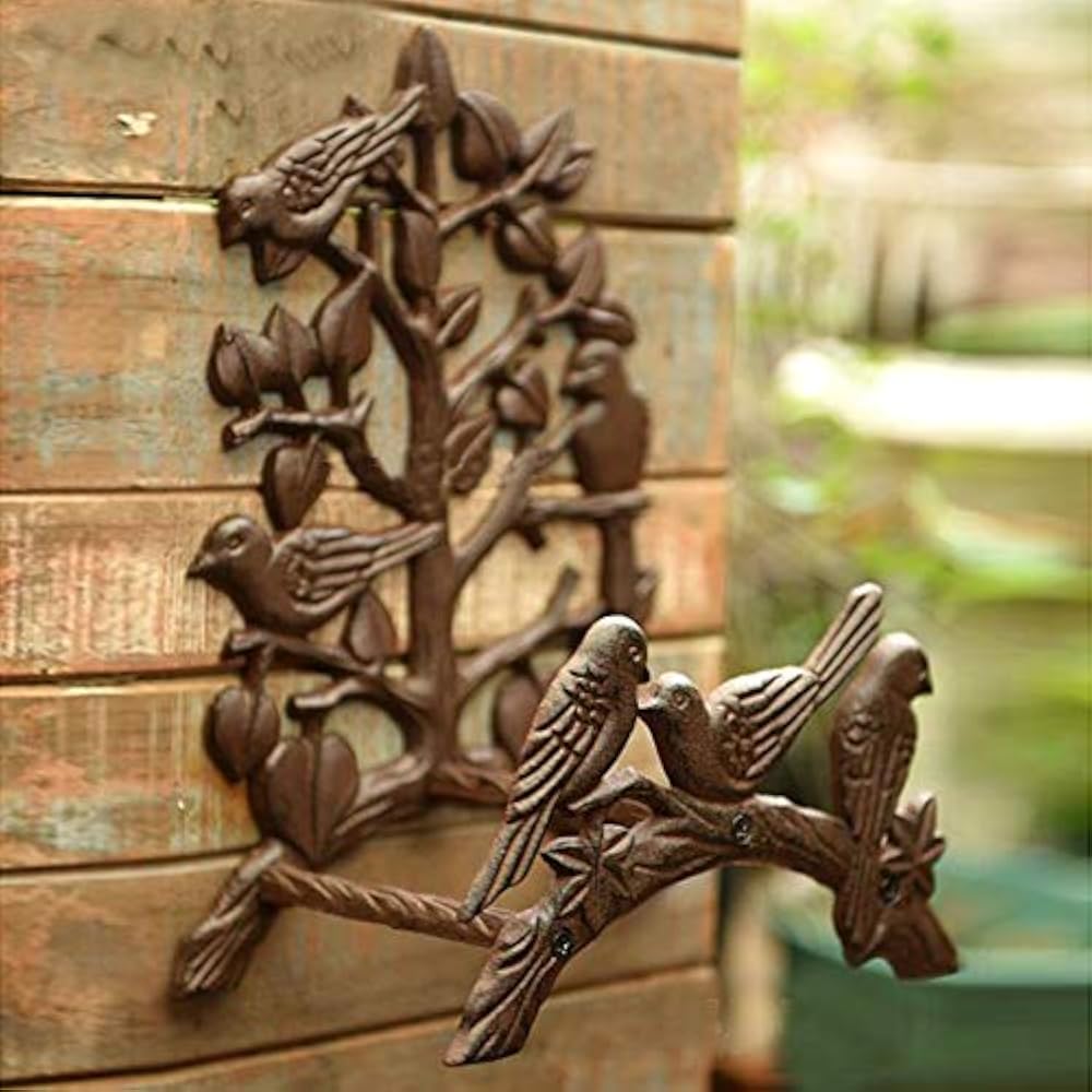 Heavy Duty Cast Iron Hose Holder, Garden & Yard Decorative Birds Wall