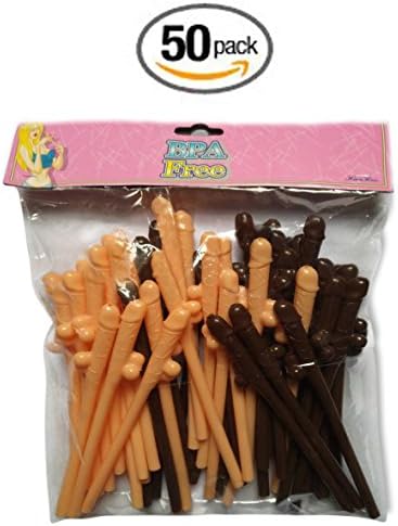 BACHELORETTE PARTY DRINKING STRAWS (50 Pack + Header Card) - Females Fun & Exciting Willy Sipping Parties Supplies for Ladies Hen Party, Girls Night Out, Naughty Bridal Shower & Girlfriends Weekends