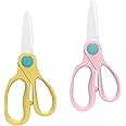 DAMPEN Ceramic Scissors,Soft-grip Handles,Safety Healthy,Kitchen Scissors,Baby Food Ceramic Scissors with Travel Cover for Kids Food 2 PACK (DSP-3)