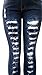 X6O Ladies Dark Blue Denim Jeans Distressed Stretch Ripped Destroy Skinny Pants