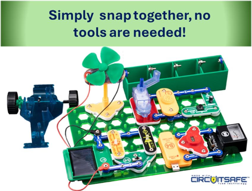 Snap Circuits Green Energy Electronics Exploration Kit | Over 125 Exciting STEM Projects | Full Color Project Manual | 45+ Snap Circuits Parts | STEM Educational Toys for Kids 8+