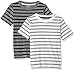 Carter's Boys' Toddler 2-Pack Tees, Grey Stripe/White Stripe, 3T