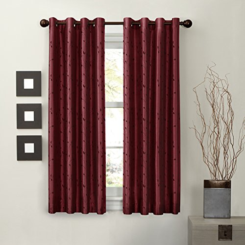 MAYTEX Jardin Thermal Blackout Room Darkening Faux Silk Embroidered Single Panel Grommet Window Curtain